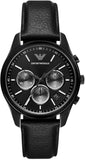 Emporio Armani Antonio Chronograph Black Dial Black Leather Strap Watch for Men - AR11583