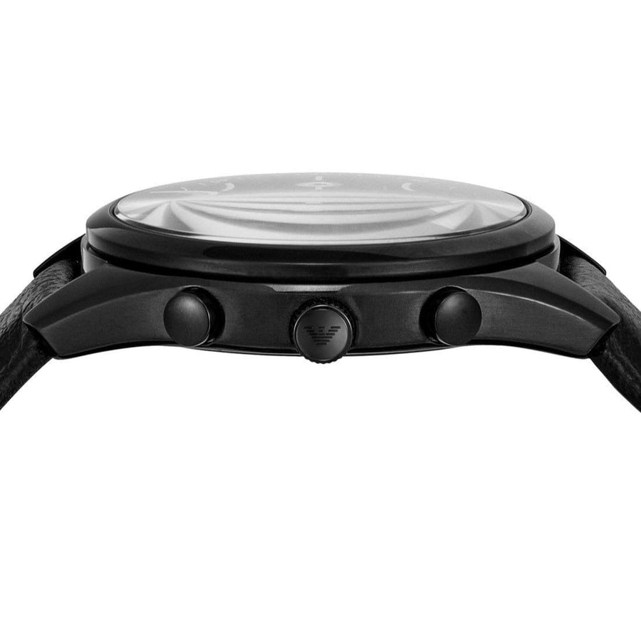 Emporio Armani Antonio Chronograph Black Dial Black Leather Strap Watch for Men - AR11583