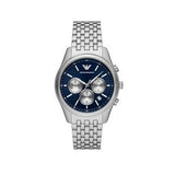 Emporio Armani Antonio Chronograph Blue Dial Silver Steel Strap Watch for Men - AR11582
