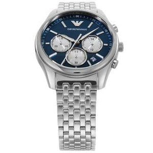 Emporio Armani Antonio Chronograph Blue Dial Silver Steel Strap Watch for Men - AR11582