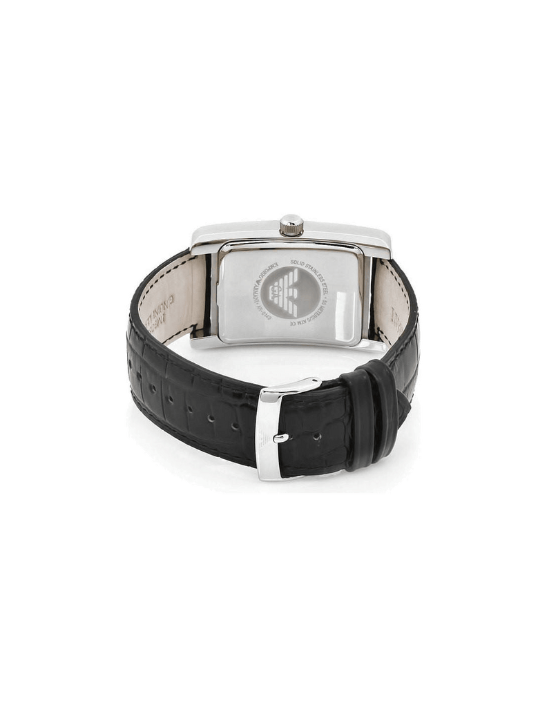 Emporio Armani Black Dial Black Leather Strap Watch For Men - AR0143