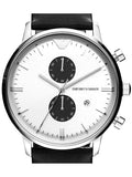 Emporio Armani Gianni White Dial Black Leather Strap Watch For Men - AR0385