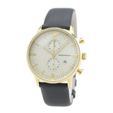 Emporio Armani Gianni Beige Dial Grey Leather Strap Watch For Men - AR0386