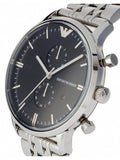 Emporio Armani Chronograph Black Dial Silver Steel Strap Watch For Men - AR0389