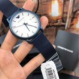 Emporio Armani Luigi Quartz White Dial Blue Mesh Bracelet Watch For Men - AR11025