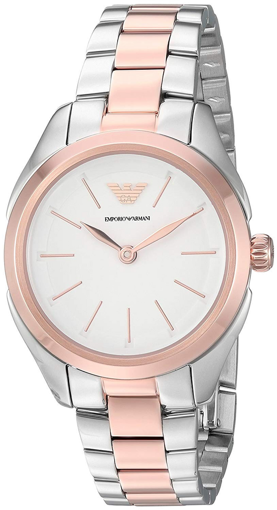 Emporio Armani Analog White Dial Two Tone Steel Strap Watch For Women - AR11029