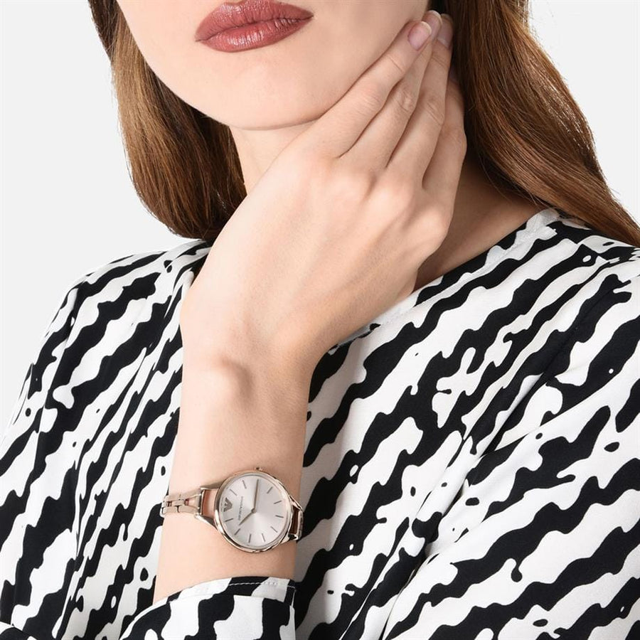 Emporio Armani Aurora Rose Gold Dial Rose Gold Steel Strap Watch for Women - AR11055