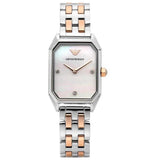 Emporio Armani Gianni T Bar Mother of Pearl Dial Two Tone Steel Strap Watch For Women - AR11146