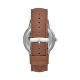 Emporio Armani Renato Quartz Silver Dial Brown Leather Strap Watch For Men - AR11185