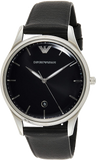 Emporio Armani Classic Quartz Black Dial Black Leather Strap Watch For Men - AR1865