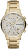 Emporio Armani Renato Chronograph White Dial Gold Steel Strap Watch For Men - AR11332