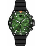 Emporio Armani Diver Chronograph Quartz Green Dial Black Silicon Strap Watch For Men - AR11463