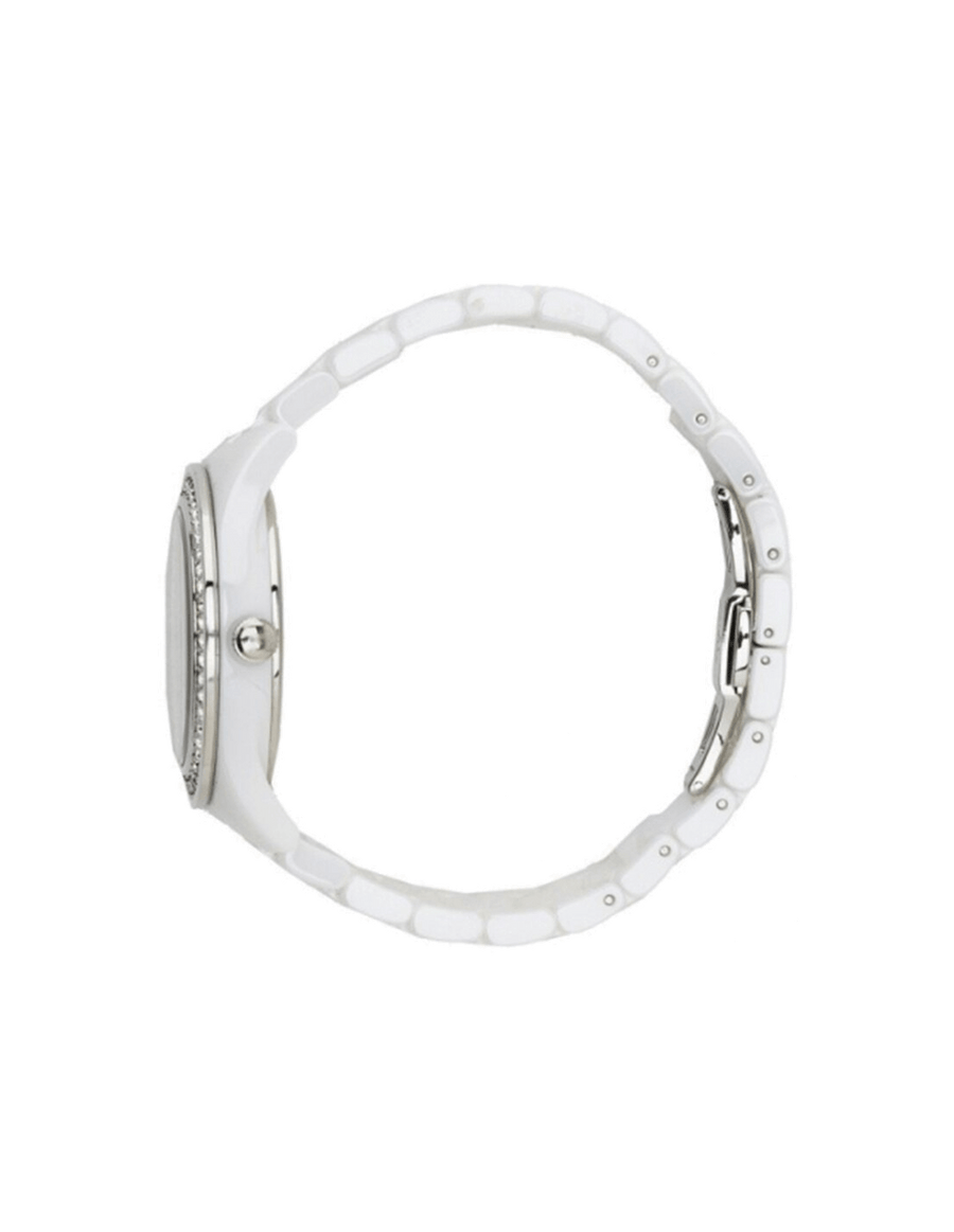 Emporio Armani Ceramica White Mother of Pearl Dial Stainless Steel Strap Watch For Women - AR1426