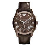 Emporio Armani Valente Classic Brown Dial Brown Leather Strap Watch For Men - AR1609