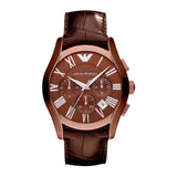 Emporio Armani Valente Classic Brown Dial Brown Leather Strap Watch For Men - AR1609