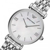 Emporio Armani T Bar Mother of Pearl Dial Steel Strap Watch For Women - AR1682