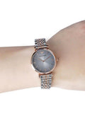 Emporio Armani Gianni T Bar Grey Dial Two Tone Stainless Steel Watch For Women - AR1725