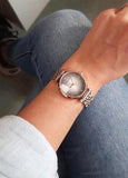 Emporio Armani Gianni T Bar Grey Dial Two Tone Stainless Steel Watch For Women - AR1725