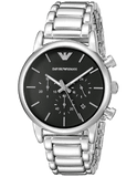 Emporio Armani Chronograph Black Dial Silver Steel Strap Watch For Men - AR1853