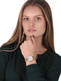 Emporio Armani Gianni T Bar Mother of Pearl Rose Gold Stainless Steel Strap Watch For Women - AR1909