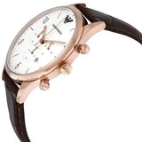 Emporio Armani Beta Chronograph White Dial Brown Leather Strap Watch For Men - AR1916