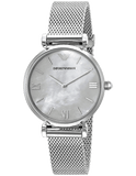 Emporio Armani Gianni T Bar Mother of Pearl Dial Stainless Steel Strap Watch For Women - AR1955