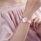 Emporio Armani Gianni T Bar Mother Of Pearl Pink Dial Pink Leather Strap Watch For Women - AR1958