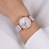 Emporio Armani Gianni T Bar Mother Of Pearl Pink Dial Pink Leather Strap Watch For Women - AR1958