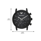 Emporio Armani Luigi Chronohraph Black Dial Black Leather Strap Watch For Men - AR1970