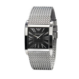 Emporio Armani Classic Black Dial Silver Mesh Bracelet Watch For Women - AR2013