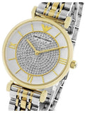 Emporio Armani Gianni T Bar Analog White Dial Two Tone Steel Strap Watch For Women - AR2076