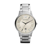 Emporio Armani Classic Quartz White Dial Silver Steel Strap Watch For Men - AR2430