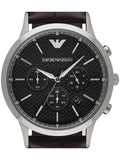 Emporio Armani Renato Chronograph Black Dial Brown Leather Strap Watch For Men - AR2482