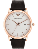 Emporio Armani Luigi White Dial Brown Leather Strap Watch For Men - AR2502