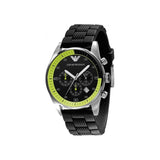 Emporio Armani Chronograph Black Dial Black Rubber Strap Watch For Men - AR5865