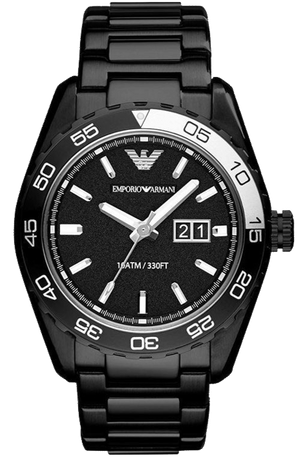 Emporio Armani Sportivo Quartz Black Dial Black Steel Strap Watch For Men - AR6049