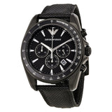 Emporio Armani Sigma Chronograph Black Dial Black Leather Strap Watch For Men - AR6131