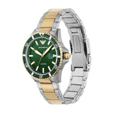 Emporio Armani Diver Chronograph Green Dial Two Tone Steel Strap Watch For Men - AR80063