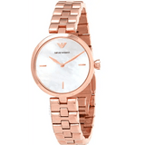 Emporio Armani Arianna Analog Mother of Pearl Dial Rose Gold Steel Strap Watch For Women - AR11196