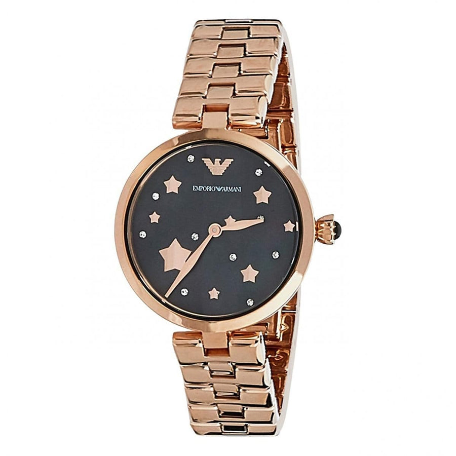 Emporio Armani Arianna Black Dial Rose Gold Stainless Steel Watch For Women - AR11197