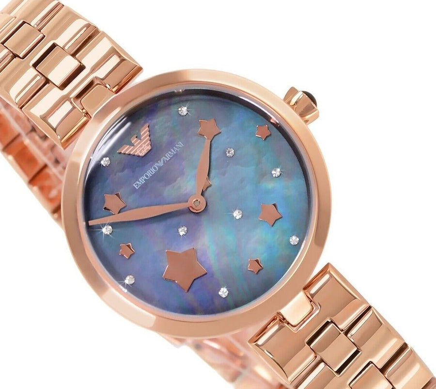 Emporio Armani Arianna Black Dial Rose Gold Stainless Steel Watch For Women - AR11197