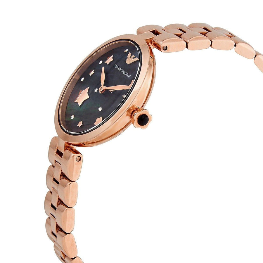Emporio Armani Arianna Black Dial Rose Gold Stainless Steel Watch For Women - AR11197