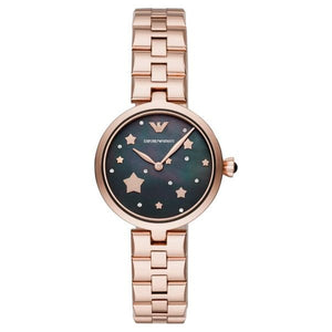 Emporio Armani Arianna Black Dial Rose Gold Stainless Steel Watch For Women - AR11197
