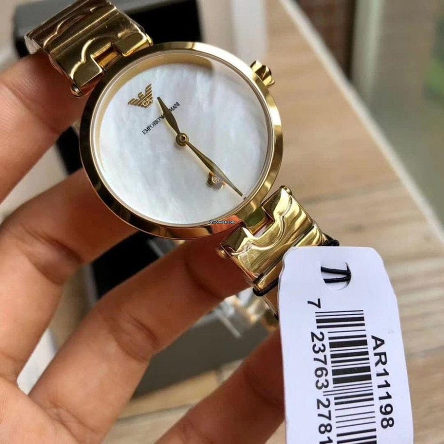 Emporio Armani Arianna Mother of Pearl Dial Gold Steel Strap Watch For Women - AR11198