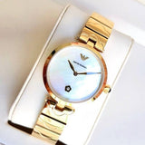 Emporio Armani Arianna Mother of Pearl Dial Gold Steel Strap Watch For Women - AR11198