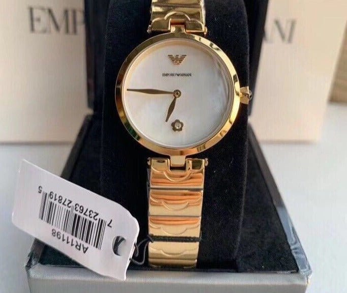 Emporio Armani Arianna Mother of Pearl Dial Gold Steel Strap Watch For Women - AR11198