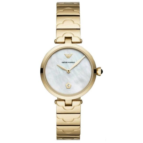 Emporio Armani Arianna Mother of Pearl Dial Gold Steel Strap Watch For Women - AR11198