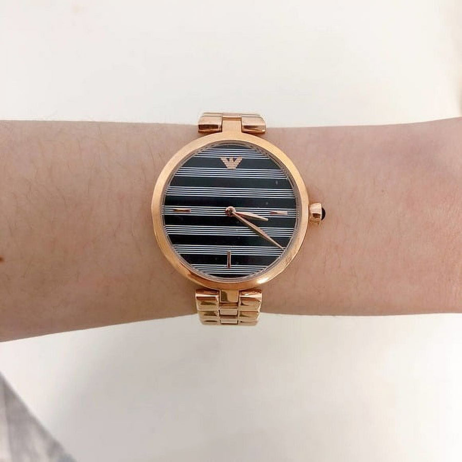 Emporio Armani Arianna Quartz Grey Dial Rose Gold Steel Strap Watch For Women - AR11220