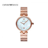 Emporio Armani Arianna White Mother of Pearl Dial Rose Gold Steel Strap Watch For Women - AR11236