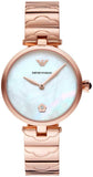 Emporio Armani Arianna White Mother of Pearl Dial Rose Gold Steel Strap Watch For Women - AR11236